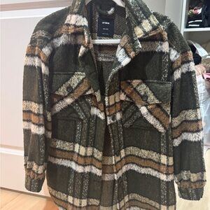 Cotton On Olive & Tan Plaid Shacket